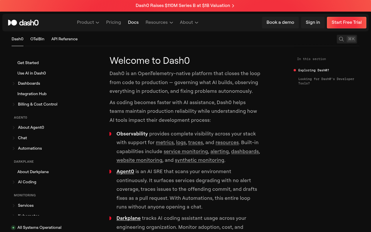 Dash0 screenshot