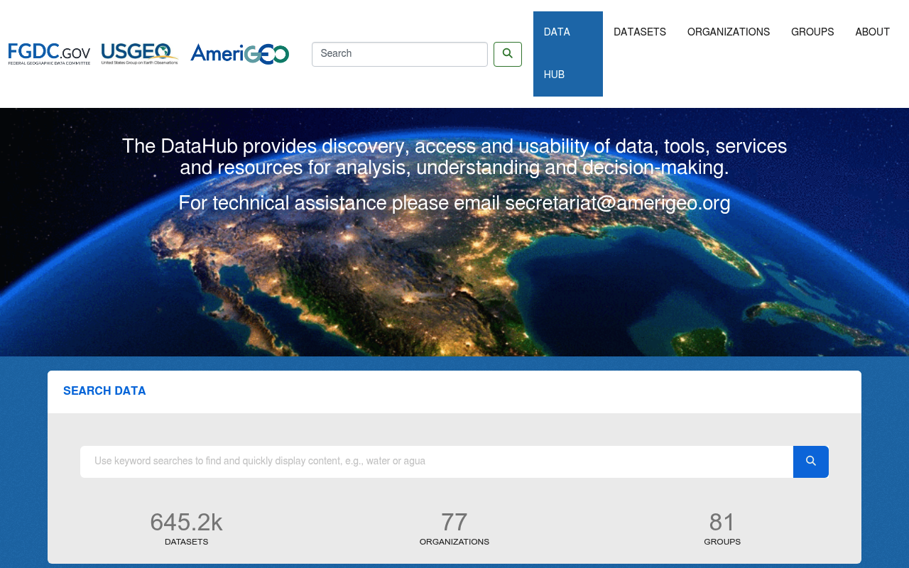 AmeriGEOSS Community Platform website screenshot
