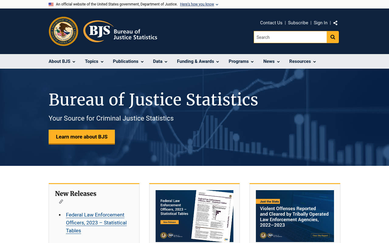 Bureau of Justice Statistics Data Analysis Tools website screenshot