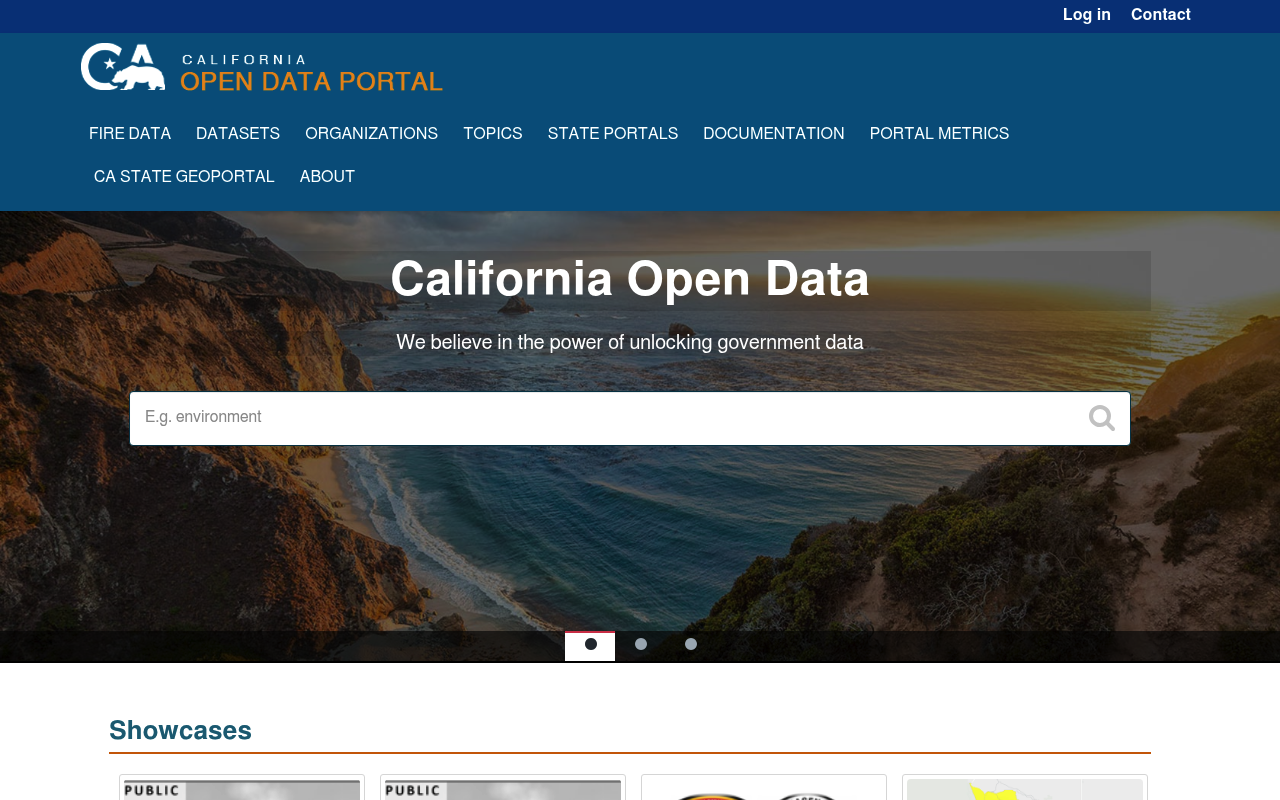 California Open Data website screenshot