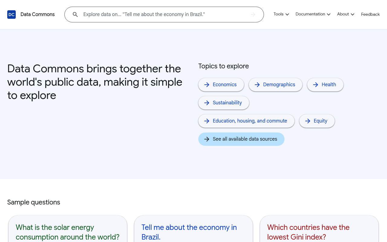 Data Commons website screenshot
