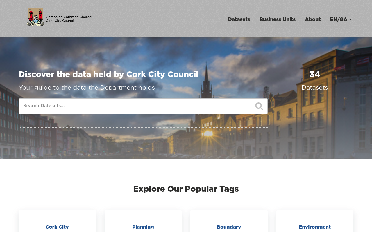 Cork City Open Data website screenshot