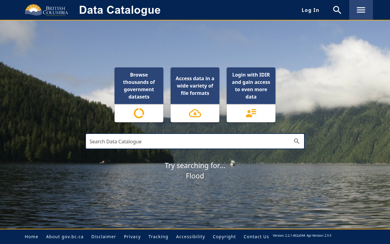British Columbia (DataBC) website screenshot