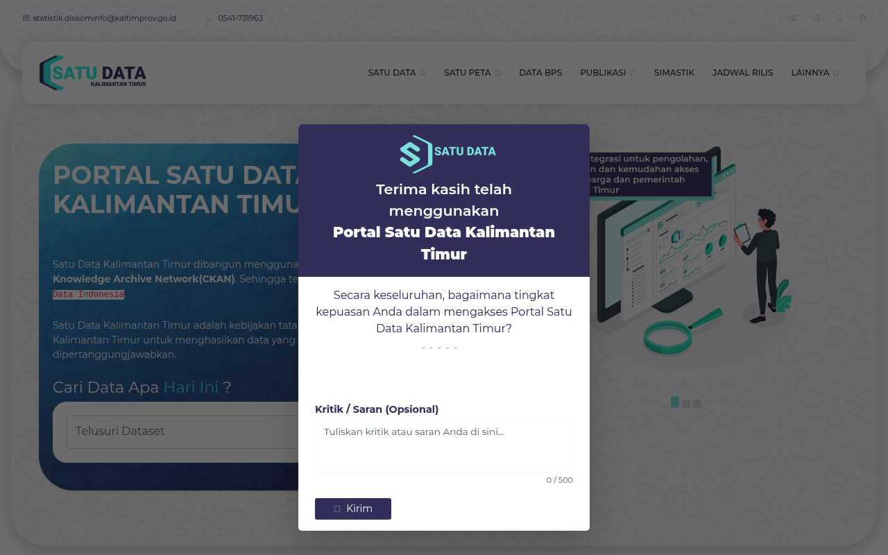 Satu Data Kalimantan Timur website screenshot