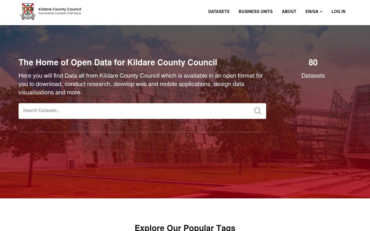 Kildare County Council Open Data website screenshot
