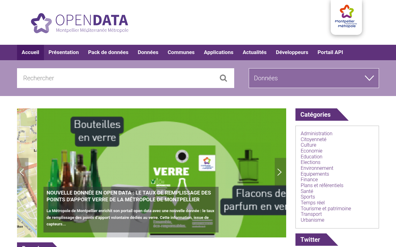 Montpellier Open Data website screenshot