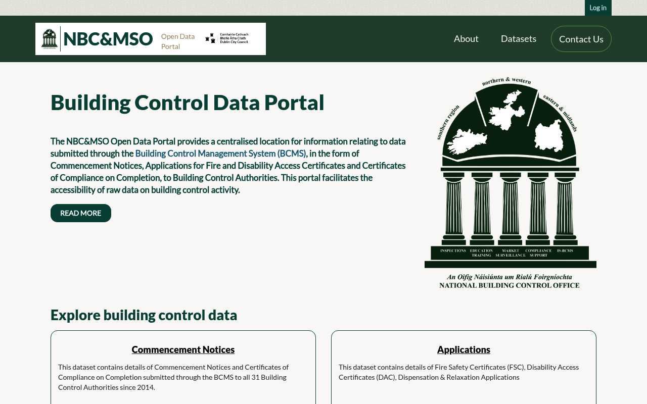 NBCO Open Data website screenshot