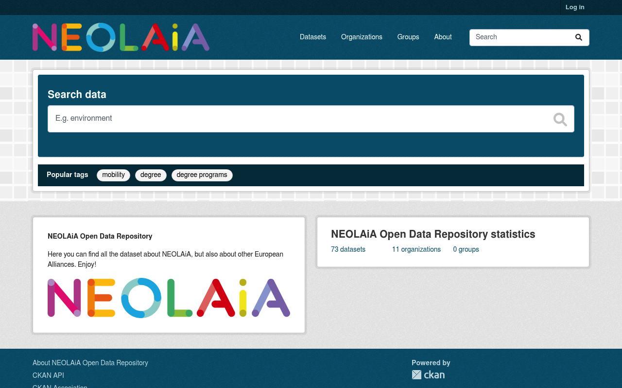 Neolaiacampus Open Data website screenshot