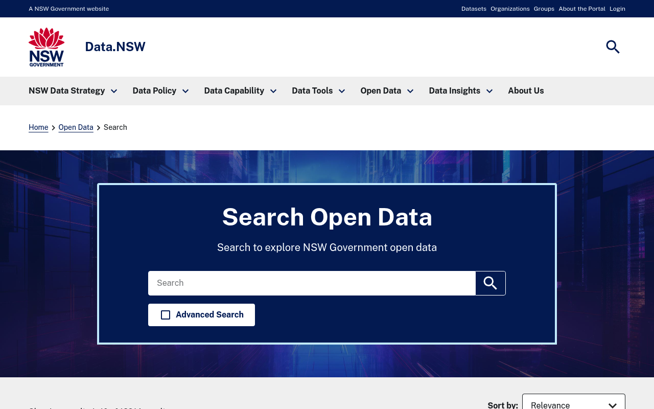 NSW Government Open Data website screenshot