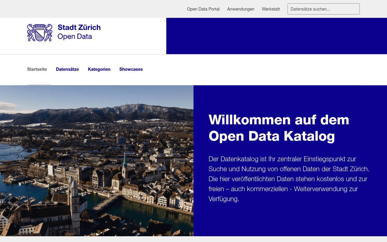 Zurich Open Data website screenshot