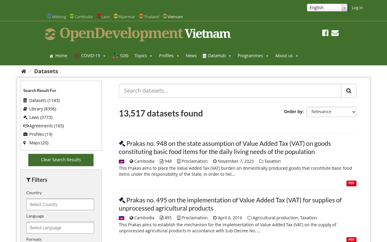 Open Development Vietnam website screenshot