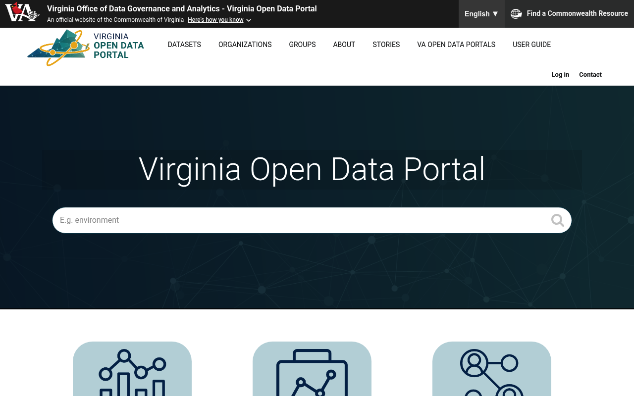 Virginia Open Data website screenshot