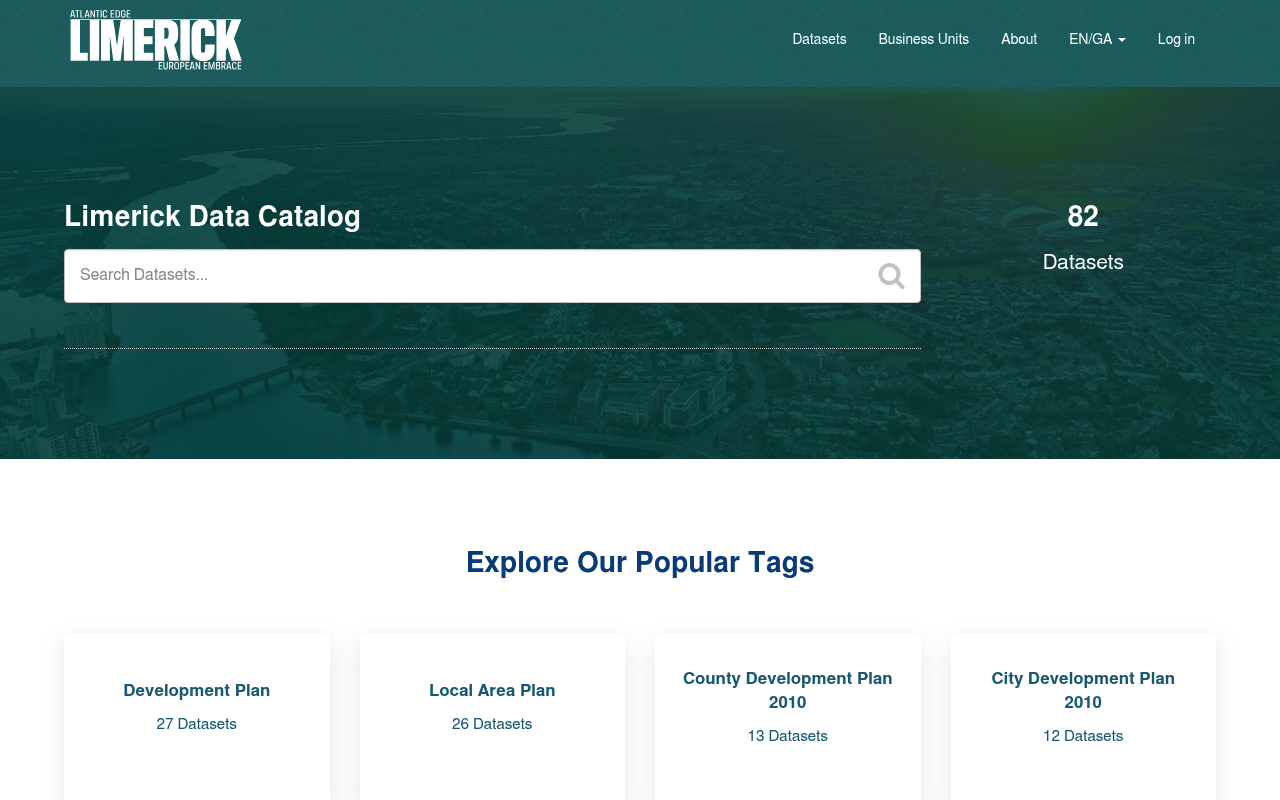 Limerick Open Data Catalogue website screenshot