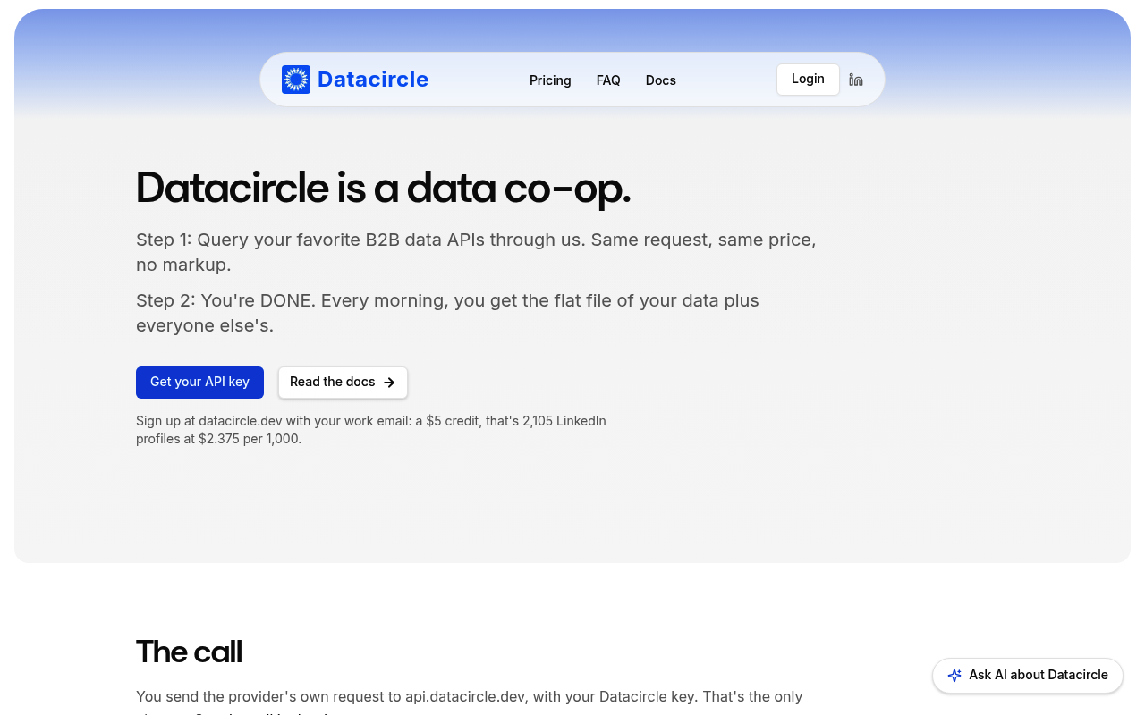 Datacircle website screenshot