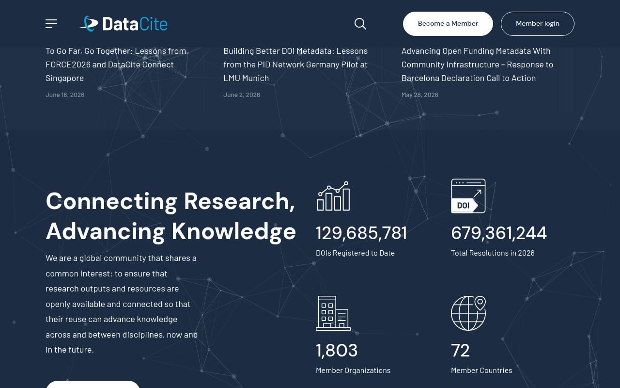DataCite website screenshot