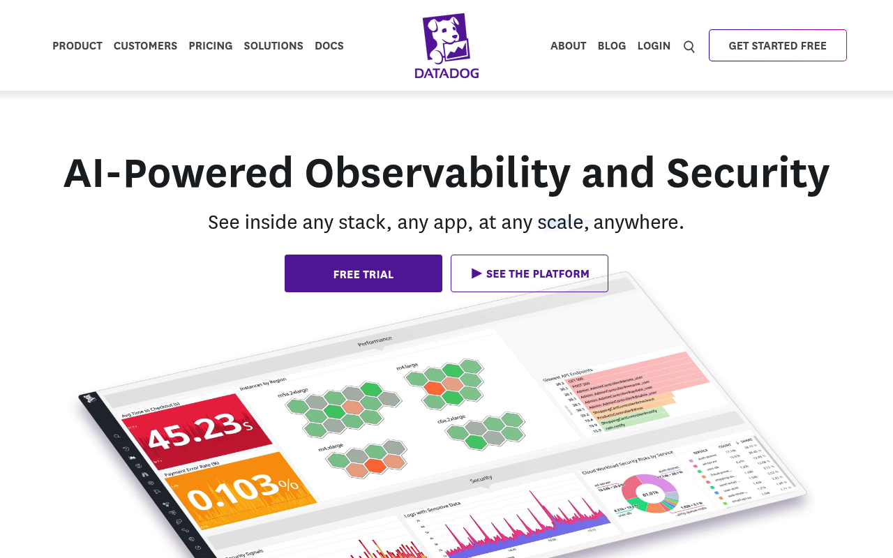 Datadog APM website screenshot