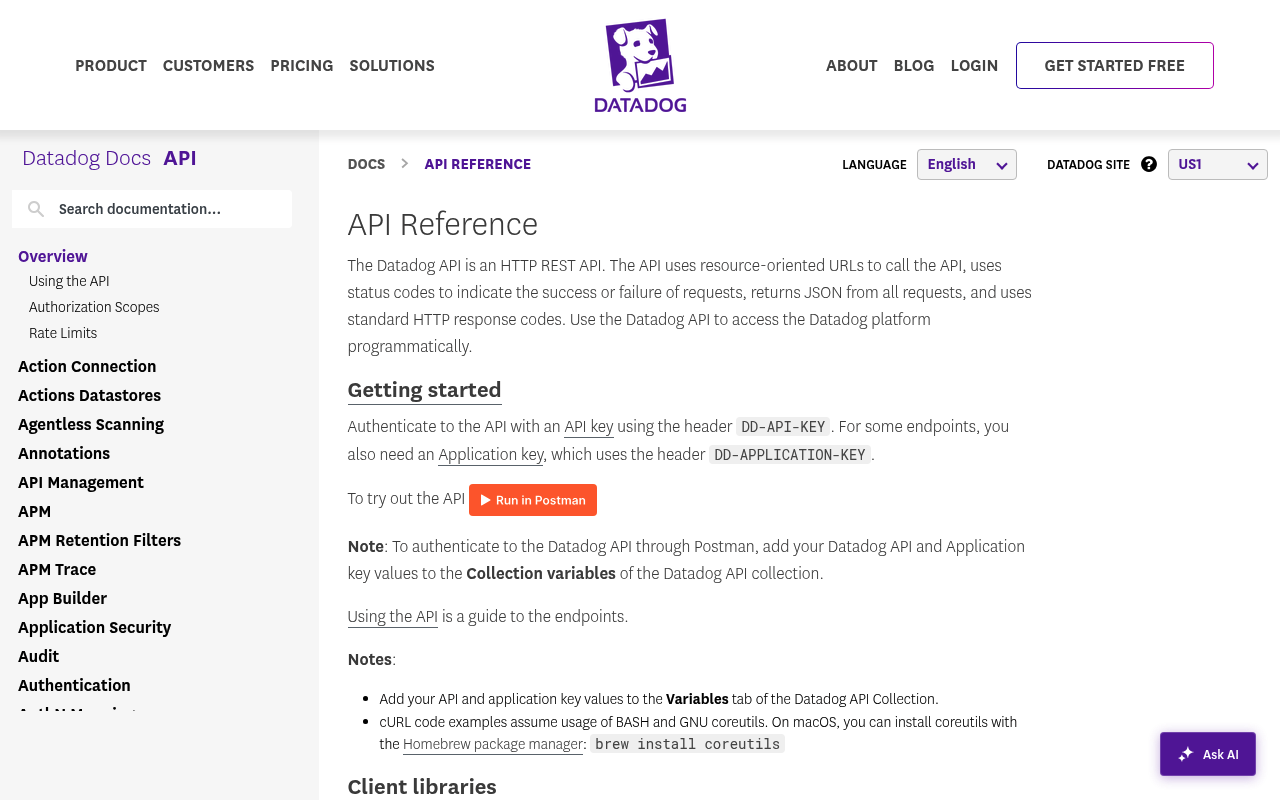 Datadog website screenshot