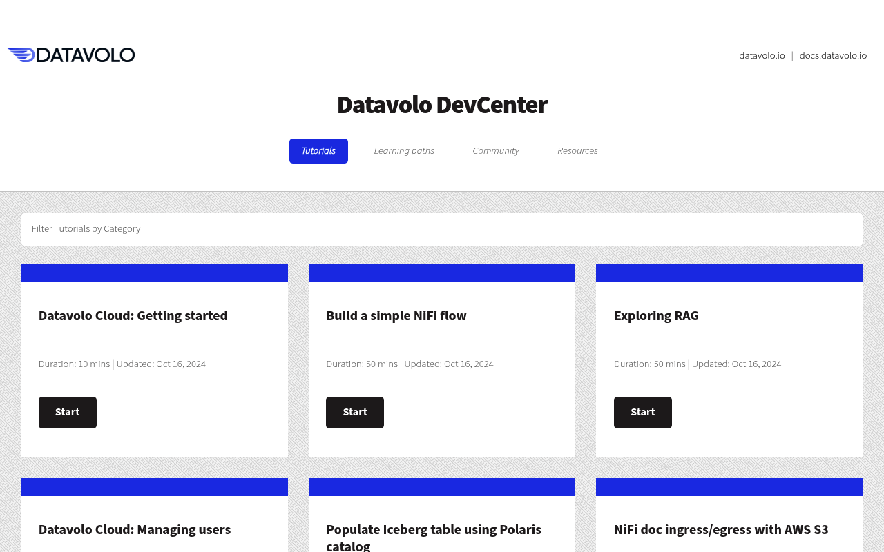 Datavolo website screenshot