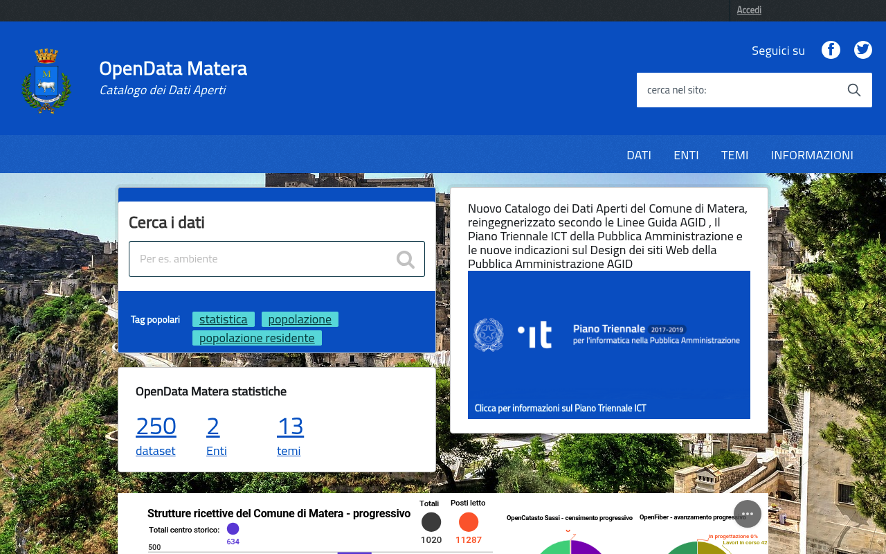Portale Dati aperti del Comune di Matera website screenshot
