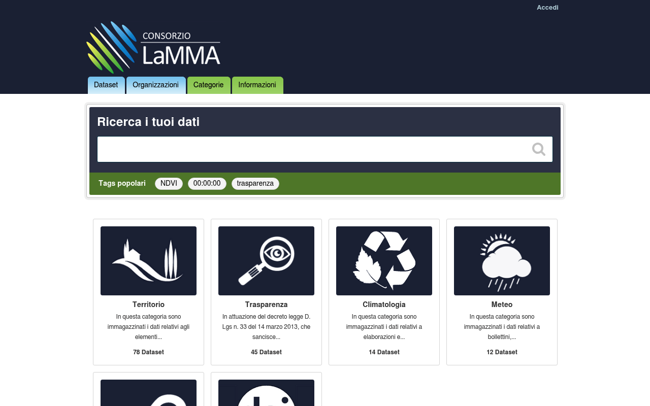 LAMMA Toscana Open Data website screenshot