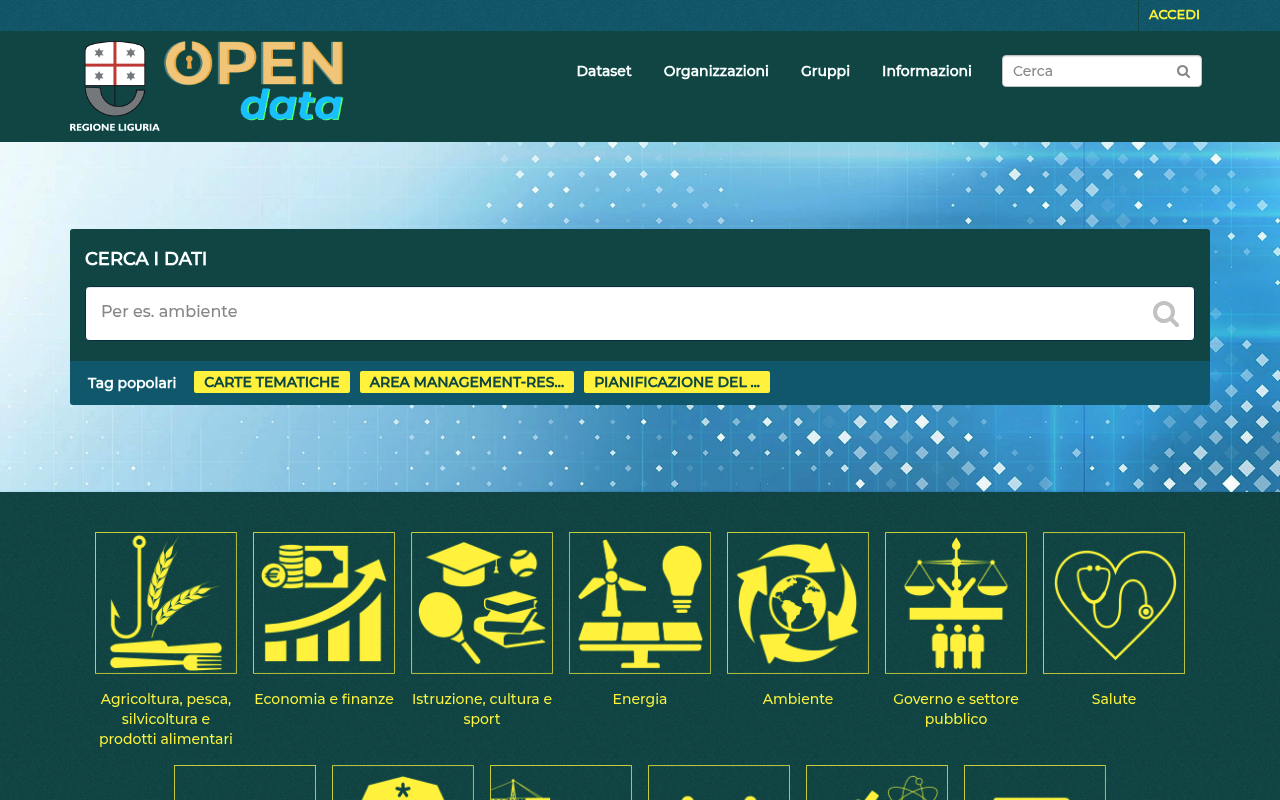 Liguria Open Data website screenshot