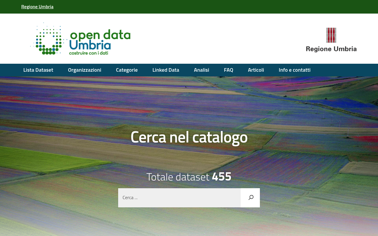 Umbria Region Open Data website screenshot