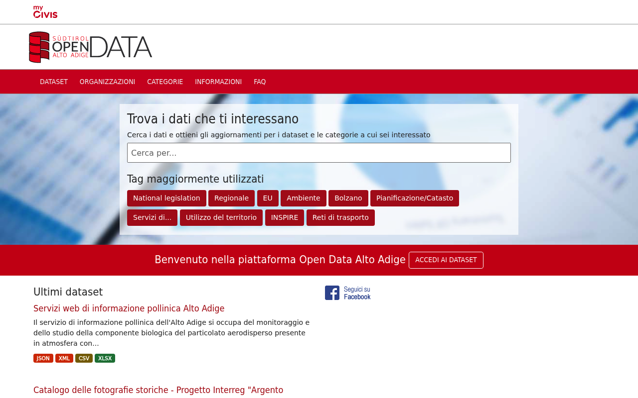 South Tyrol Retecivica Data website screenshot