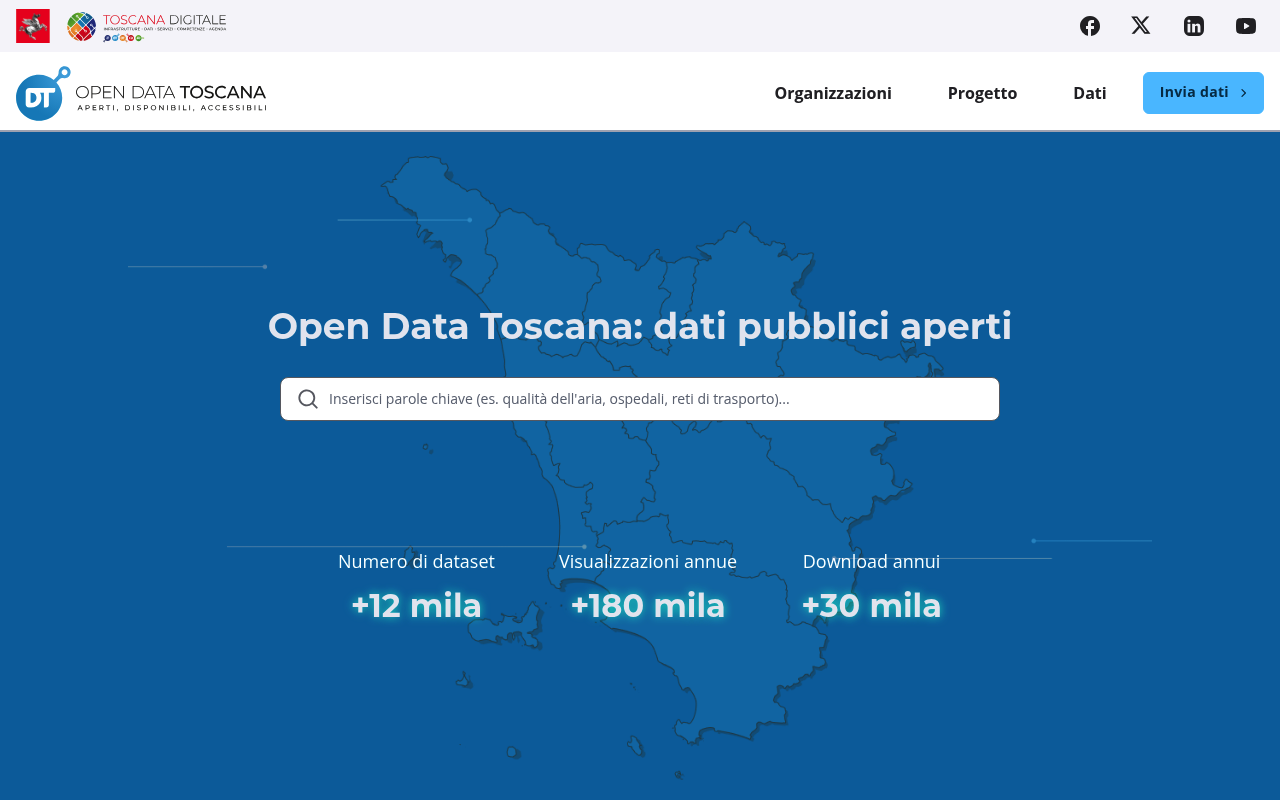 Open Data Regione Toscana website screenshot