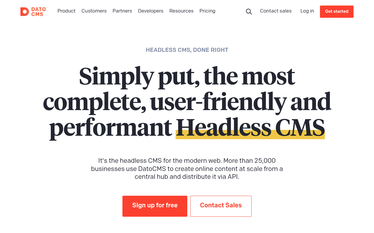 DatoCMS website screenshot