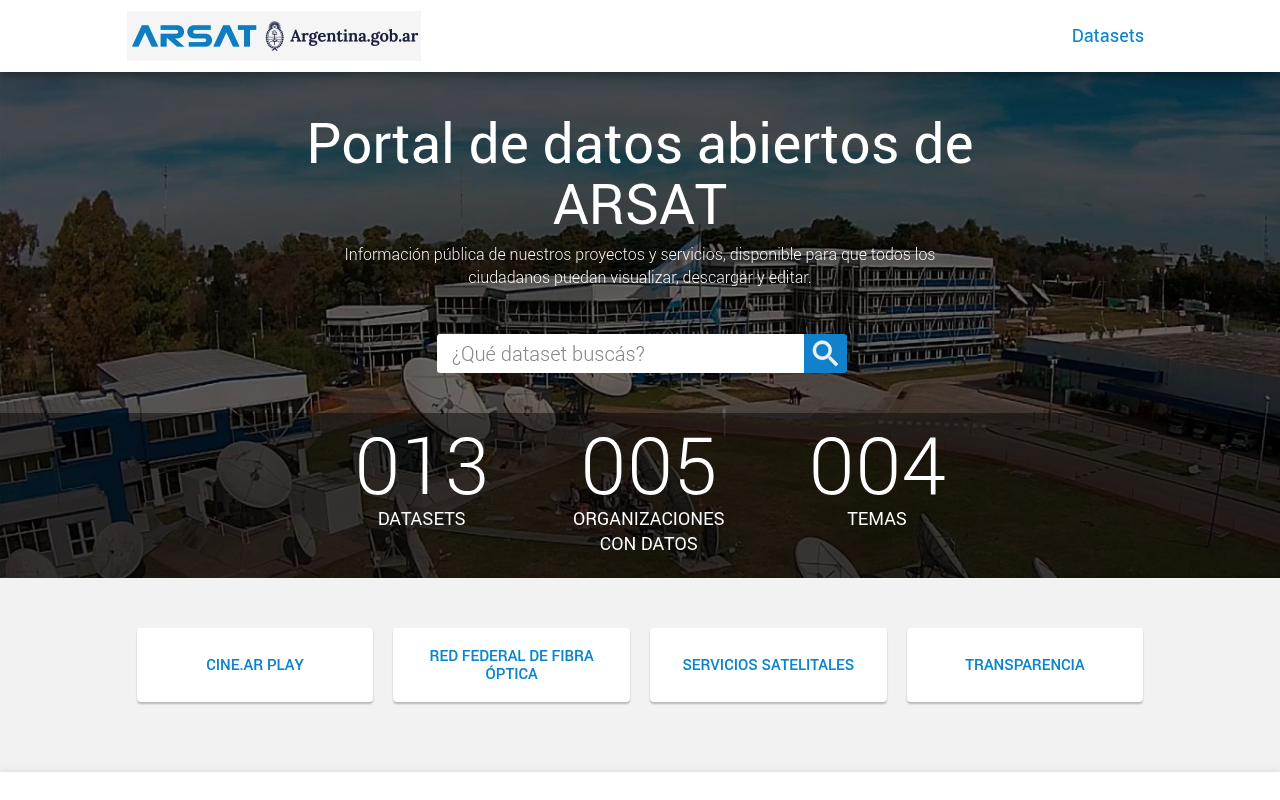 Datos Abiertos ARSAT website screenshot