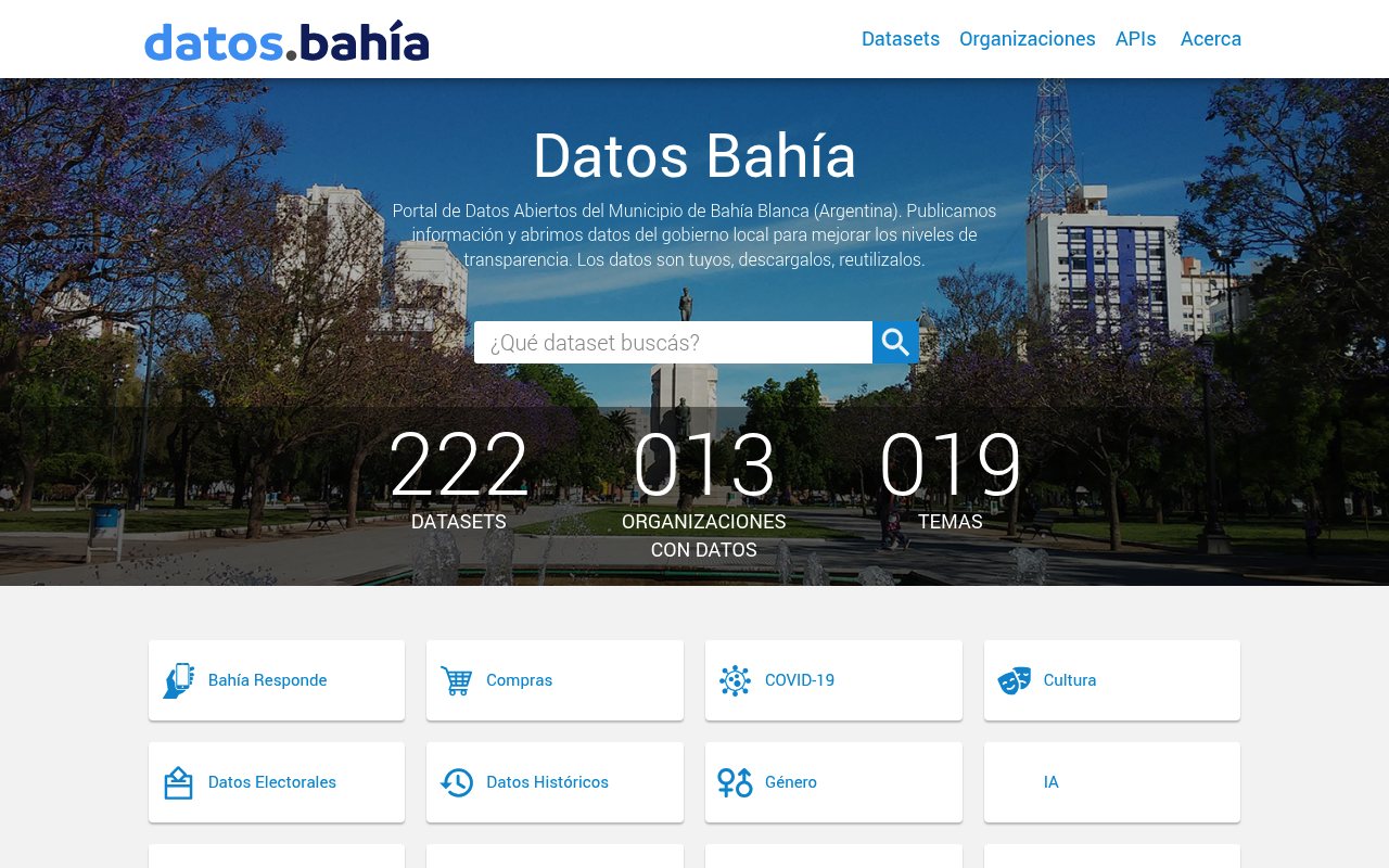 Bahia Blanca Open Data website screenshot