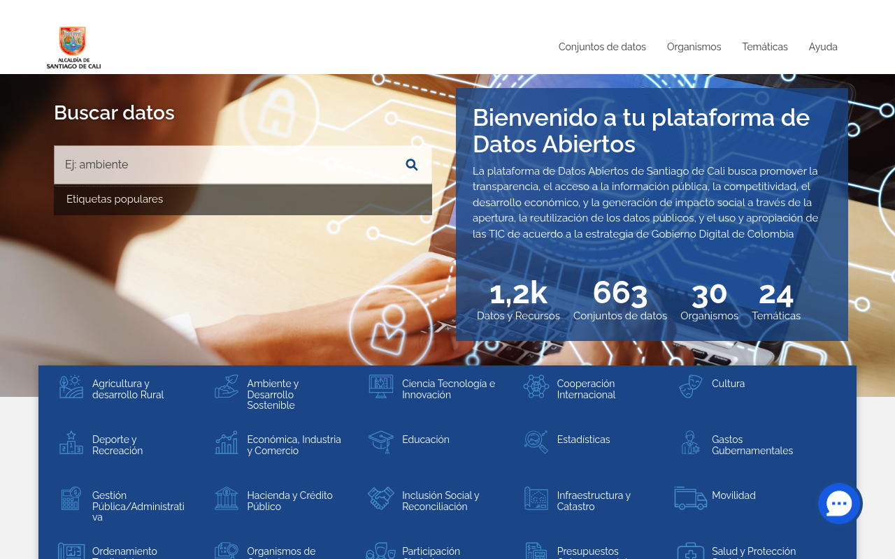 Cali Open Data website screenshot