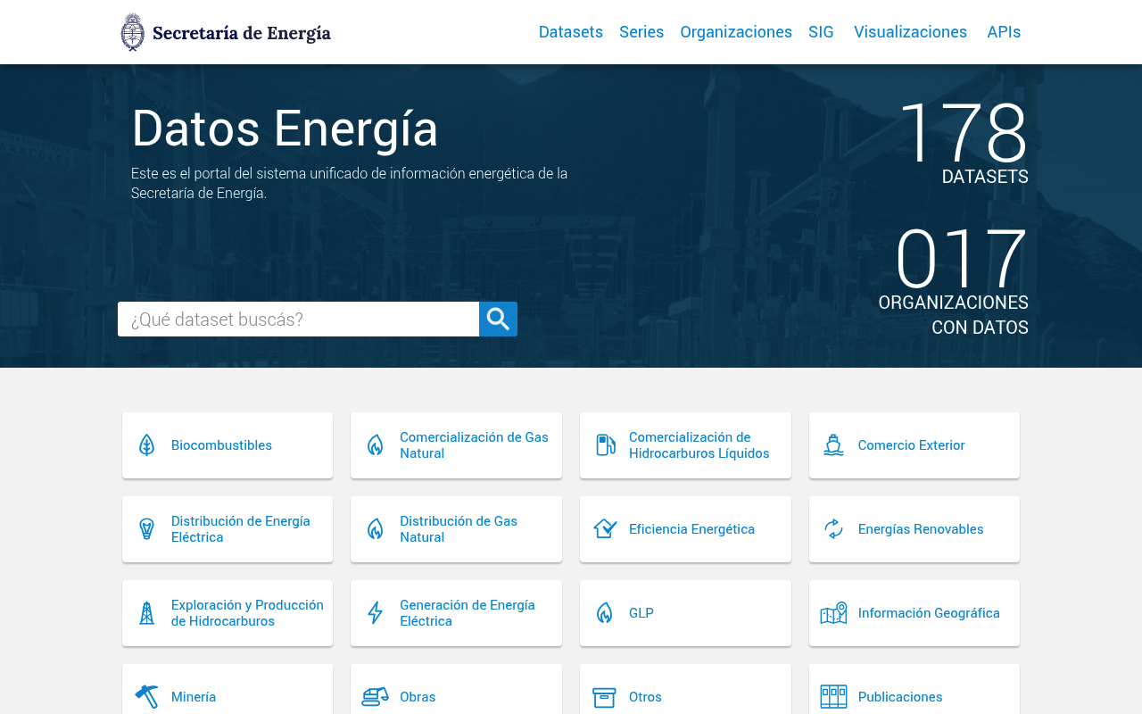 Datos Energia Argentina website screenshot