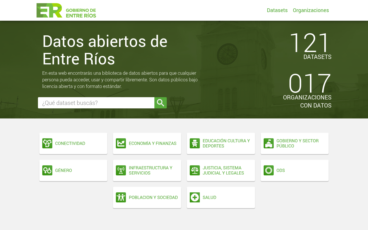 Entre Rios Open Data website screenshot