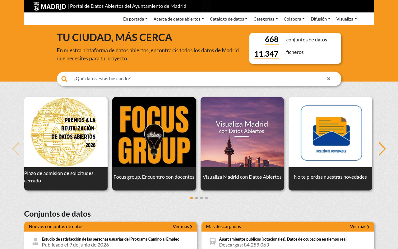 Datos abiertos website screenshot