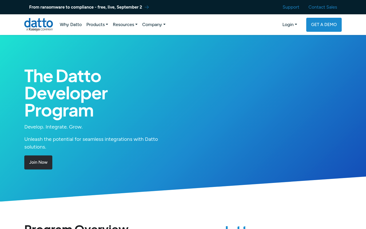 Datto website screenshot