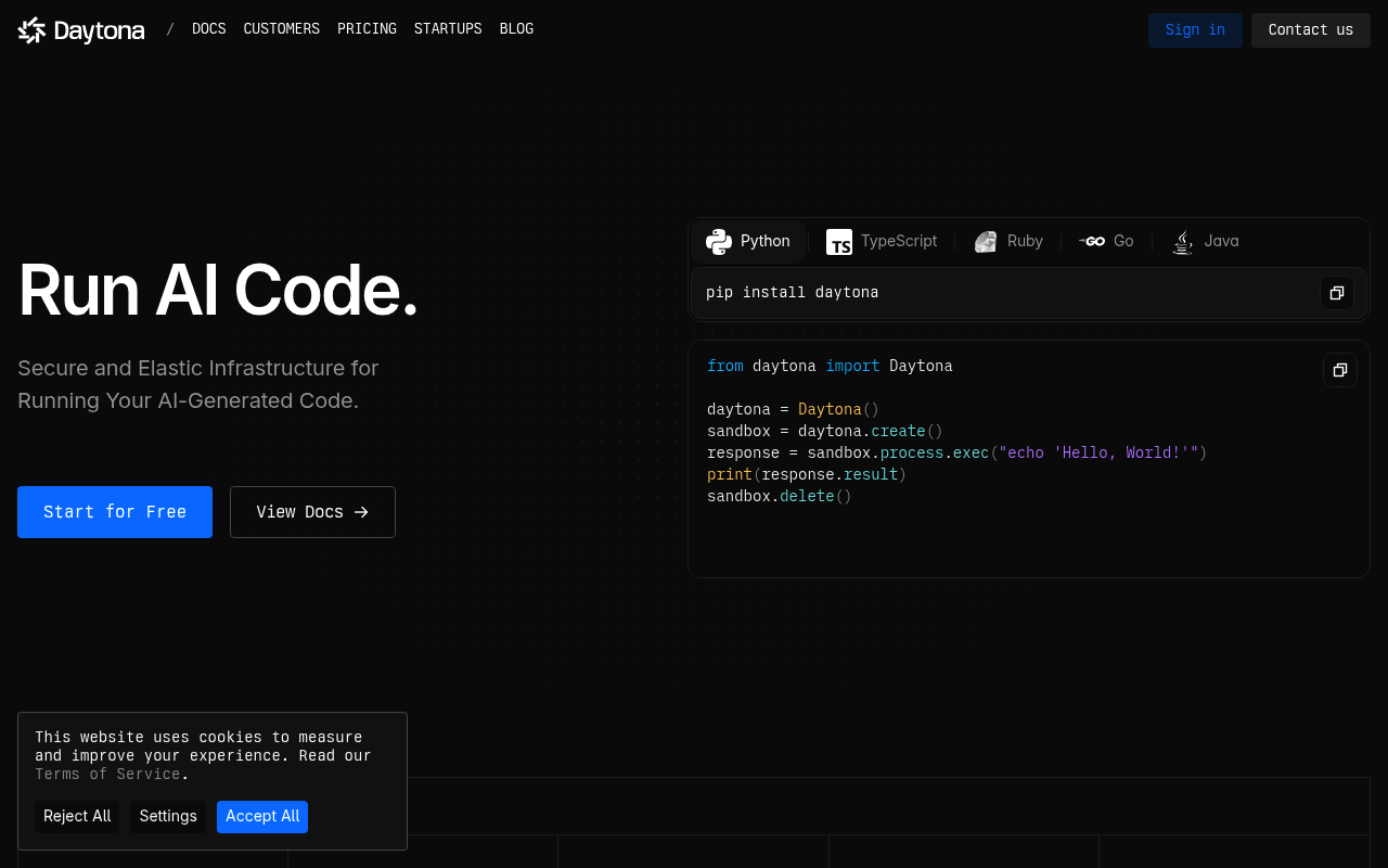 Daytona website screenshot