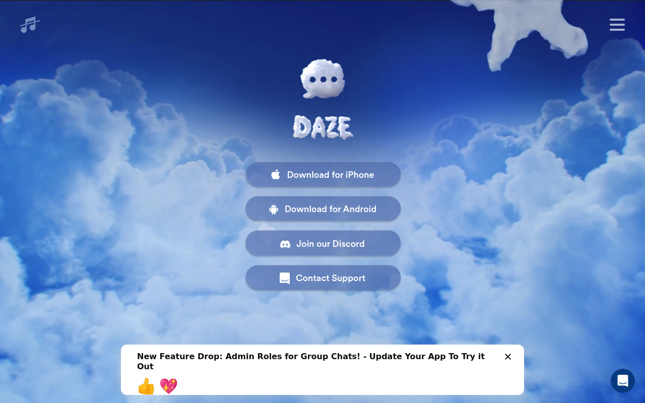 Daze website screenshot