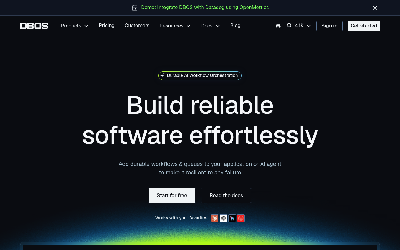 DBOS website screenshot