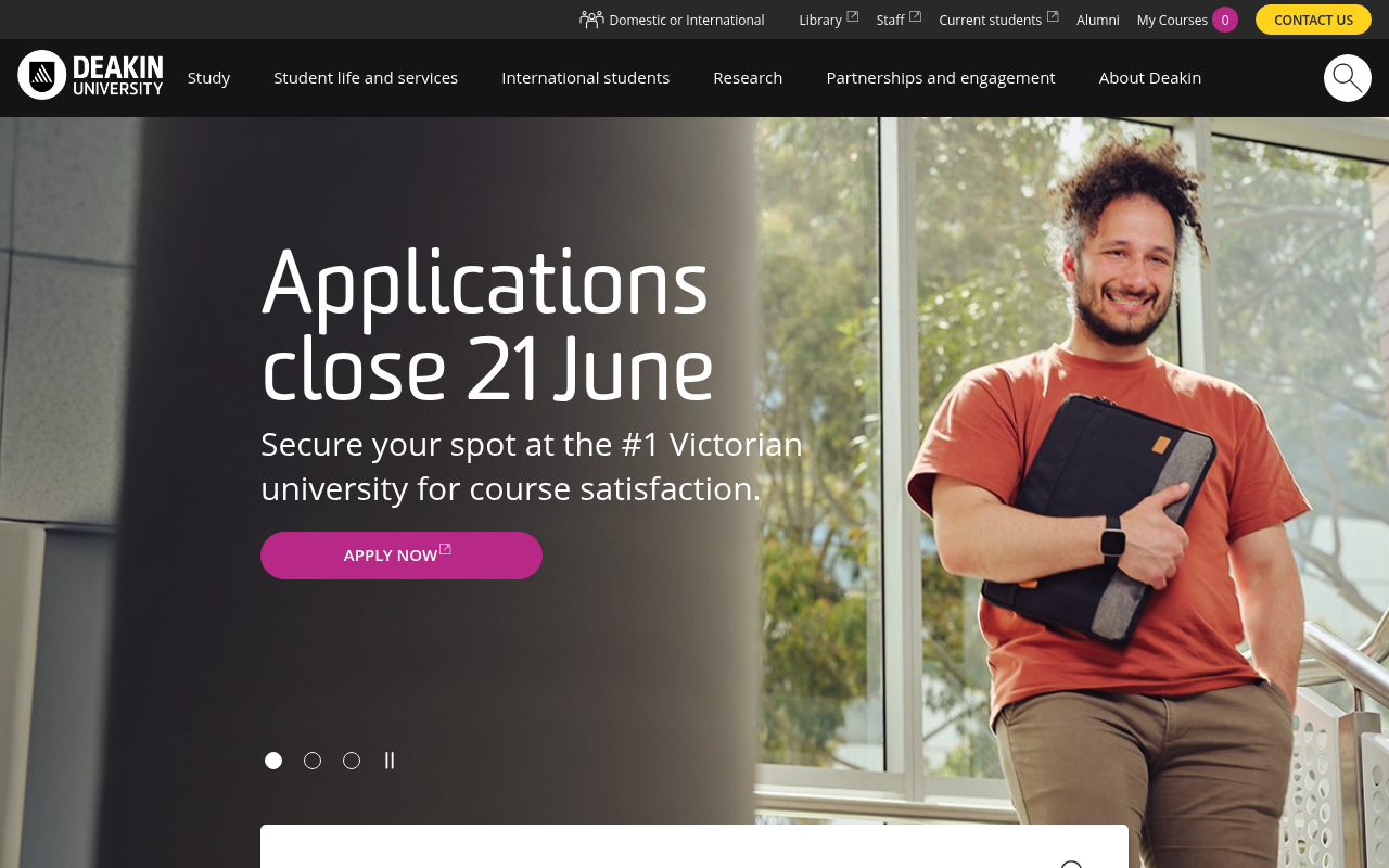Deakin University website screenshot