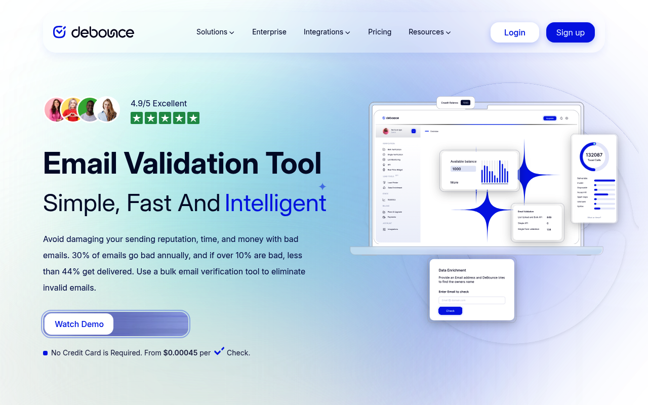 DeBounce website screenshot