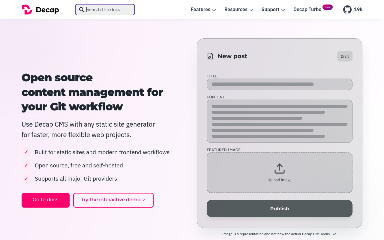 Decap CMS website screenshot
