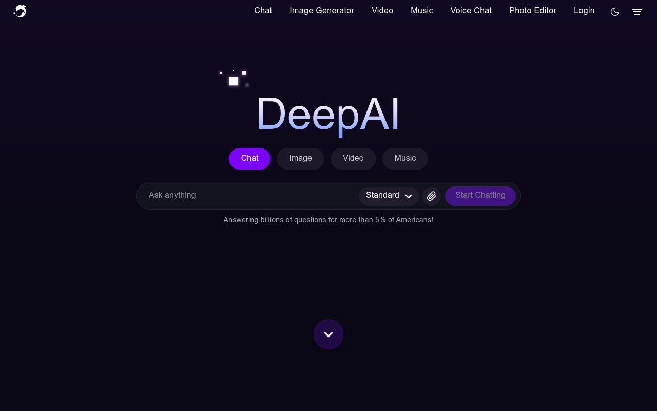 DeepAI website screenshot