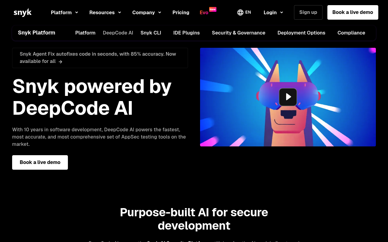 Deepcode website screenshot