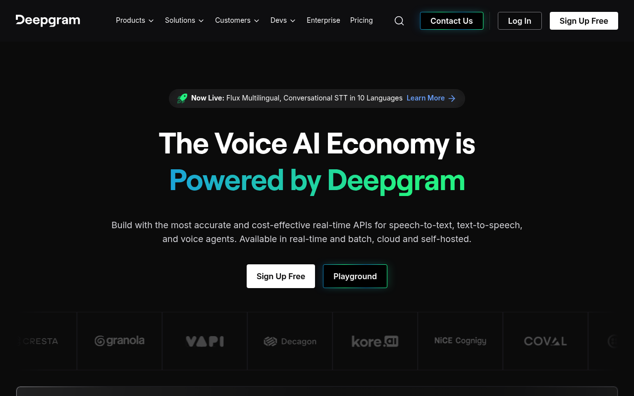 Deepgram website screenshot