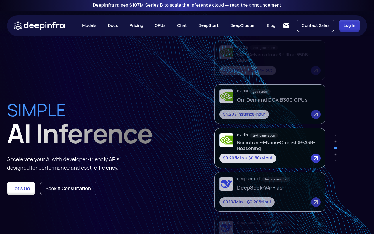 DeepInfra website screenshot