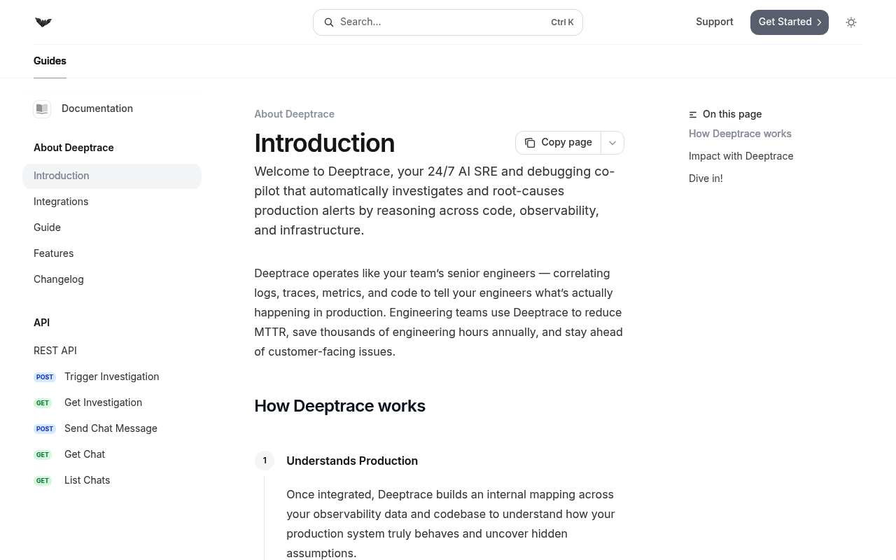 Deeptrace screenshot