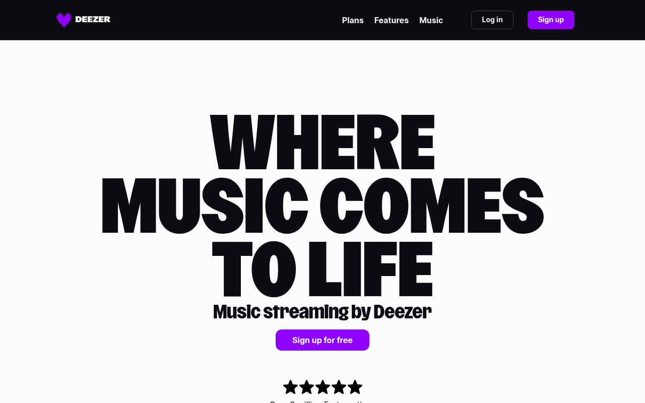 Deezer website screenshot