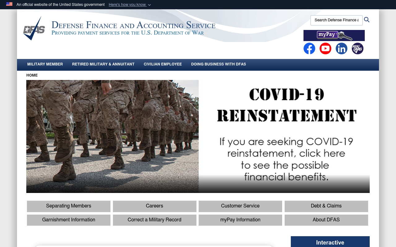 Defense Finance and Accounting Service screenshot