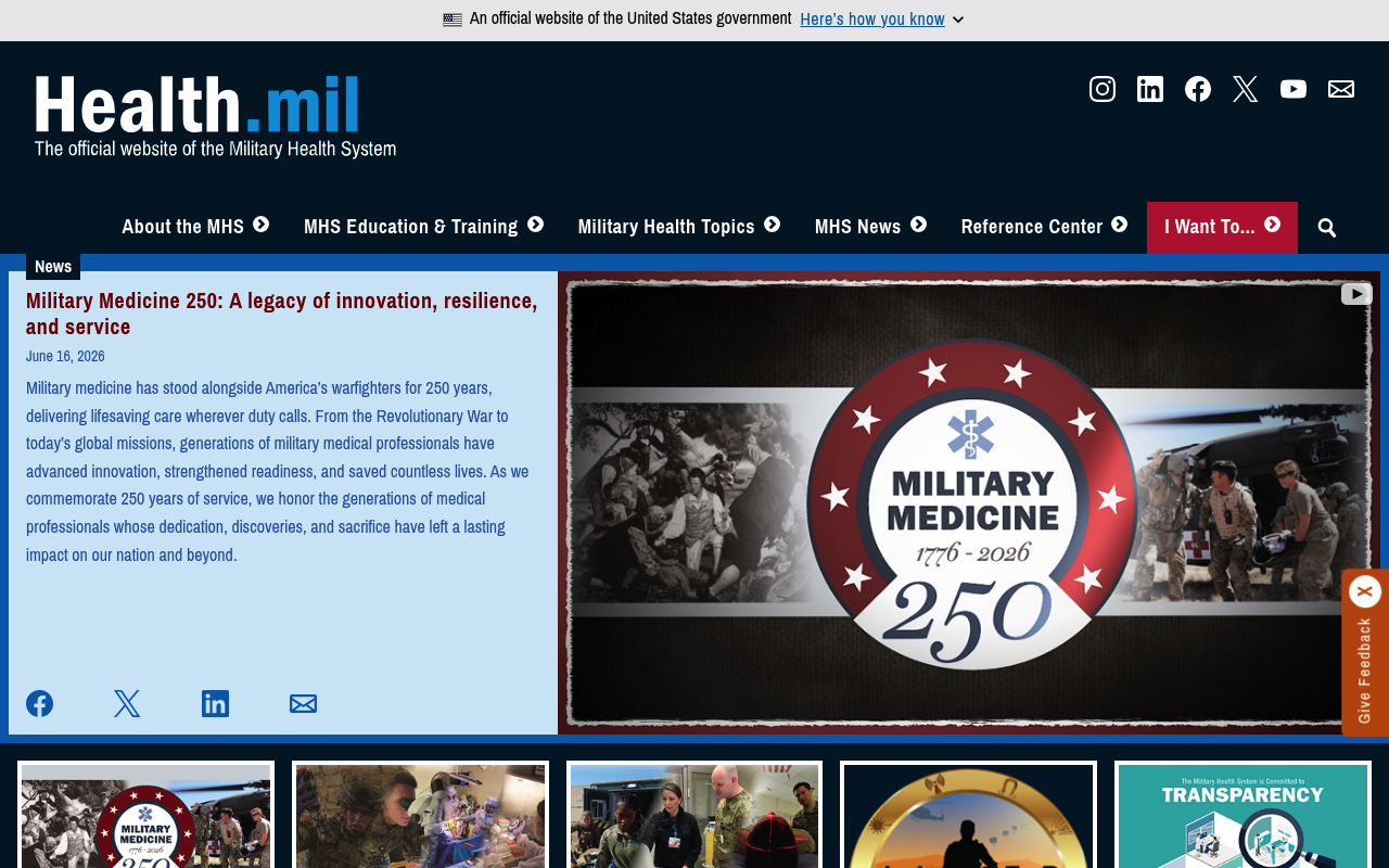 Defense Health Agency website screenshot